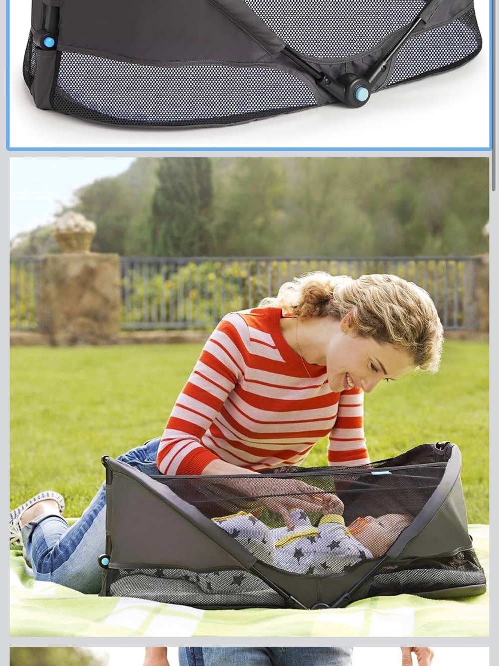 Portable Baby Travel Playpen in Gray - Lightweight Mesh Newborn Bassinet